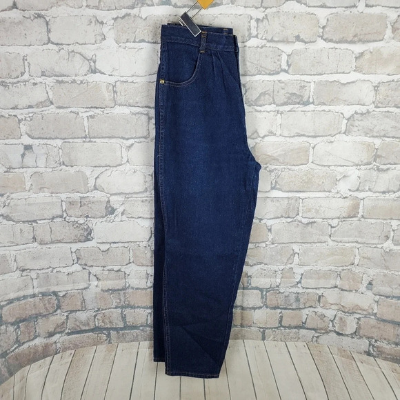 Vintage 80s Ribcage High Waist Jeans Pleated Waist  Taper Leg Cotton Size 12 - Picture 13 of 13